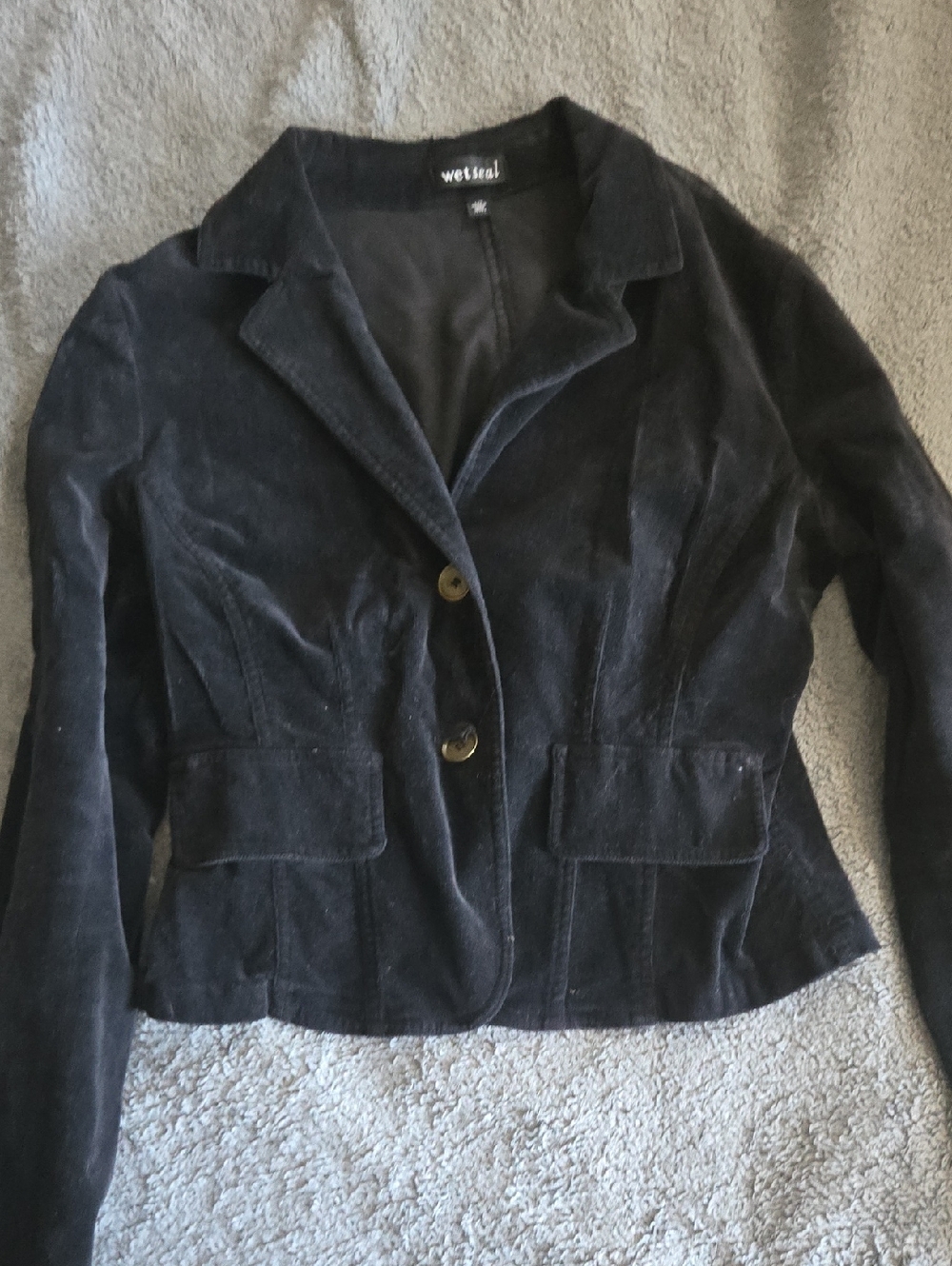 Sz L Vintage Wet Seal Girls Womens Corduroy Black Blazer